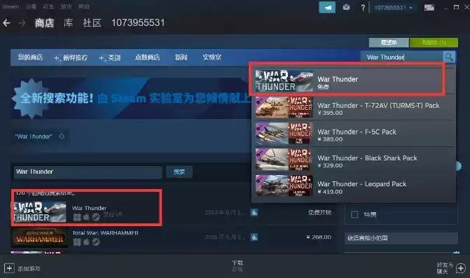 战争雷霆国际服在steam上面叫什么，战争雷霆国际服官网steam登录